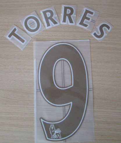 Torres  #9 2007-2013 EPL Player Size Premier League Gold Nameset Felt Liverpool