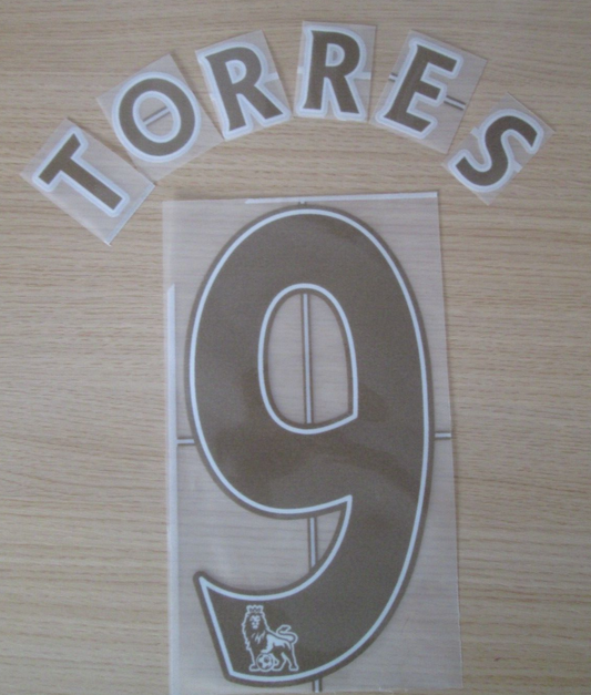 Torres  #9 2007-2013 EPL Player Size Premier League Gold Nameset Felt Liverpool