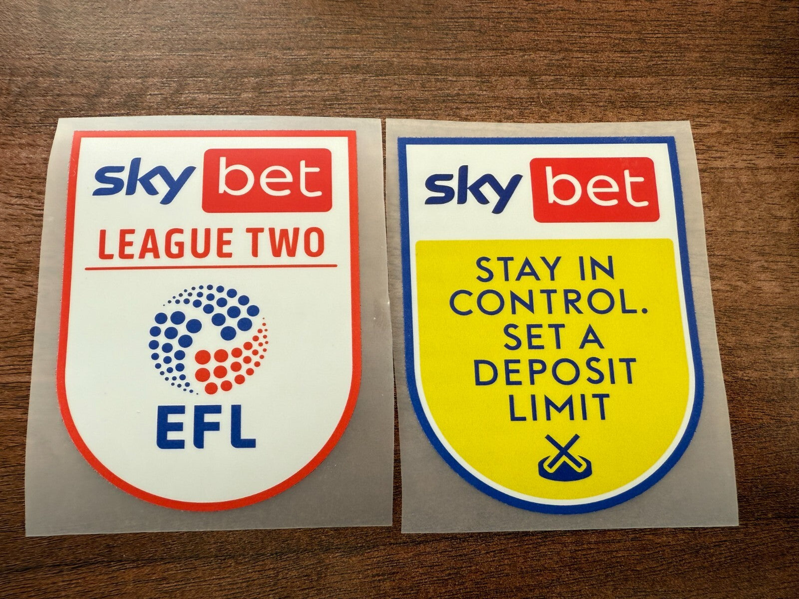 2020-2021 Sky Bet League 2 two patch player size  Iron On Pair Plastic UK STOCK