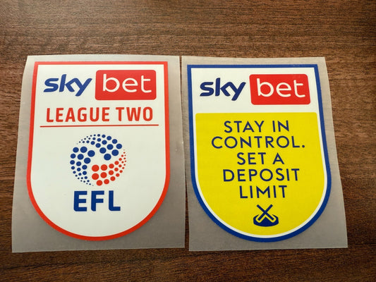 2020-2021 Sky Bet League 2 two patch player size  Iron On Pair Plastic UK STOCK