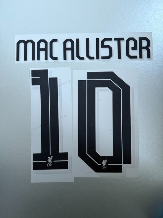 LIVERPOOL Mac Allister 10 2025-2026 AWAY PLAYER SIZE CL NAMESET