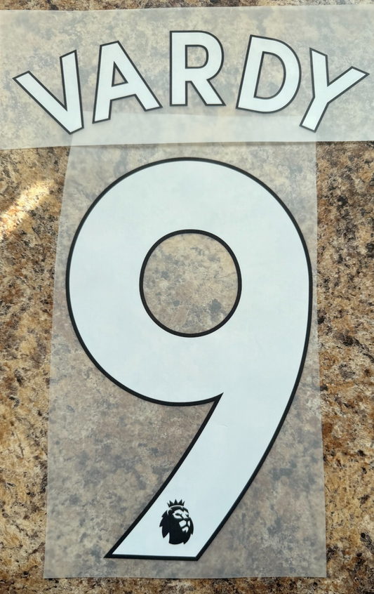 Vardy #9 Leicester 2017-2023 Player Size White Nameset Premier League