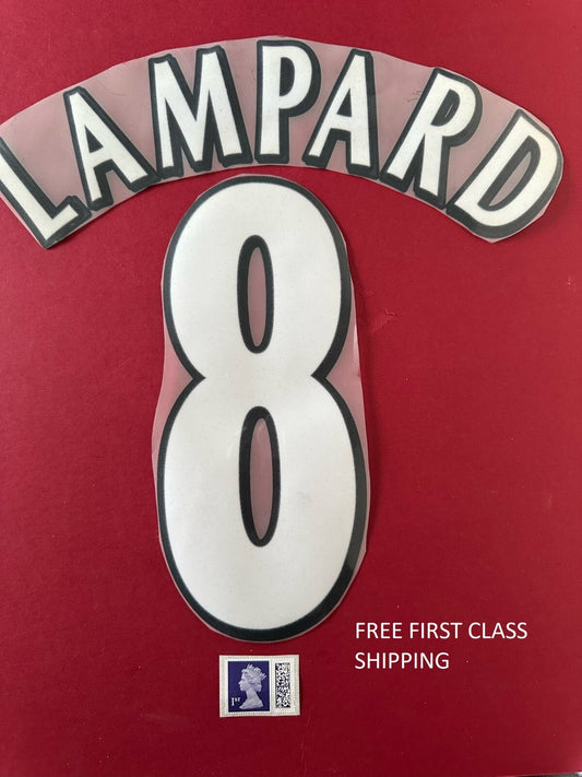 Lampard #8 1997-2006 Chelsea European League Player Size White Nameset UK STOCK