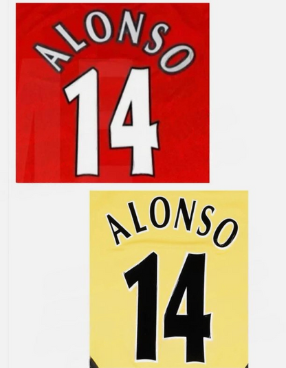 Alonso #14 Liverpool 03-07  CL Player Size Premier League felt Nameset UK STOCK
