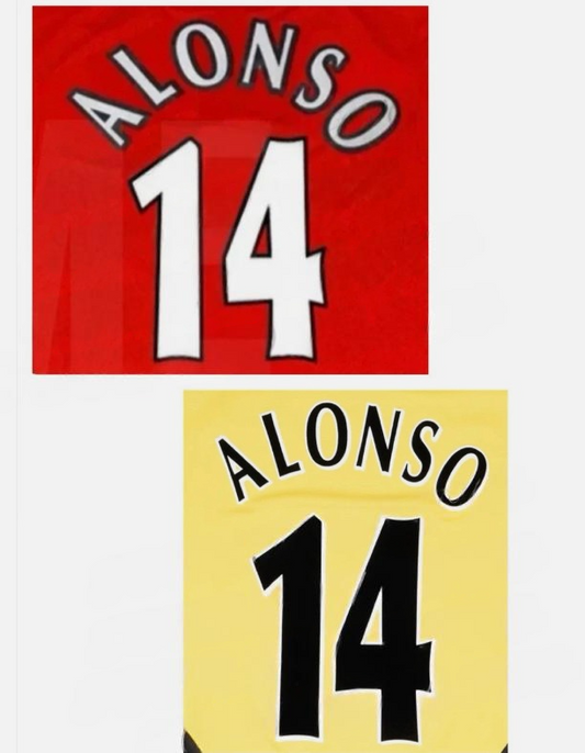 Alonso #14 Liverpool 03-07  CL Player Size Premier League felt Nameset UK STOCK
