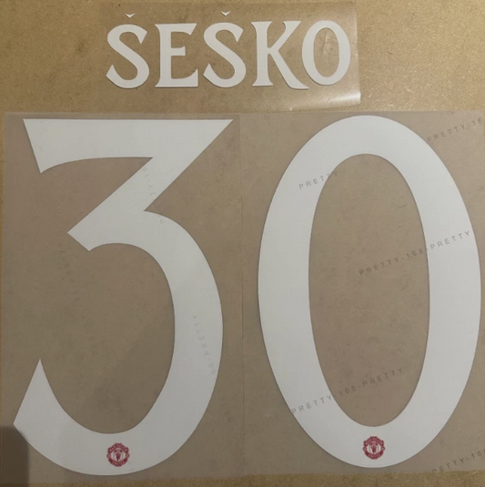 2025 2026 MANCHESTER UNITED SESKO 30  WHITE PLAYER SIZE NAMESET