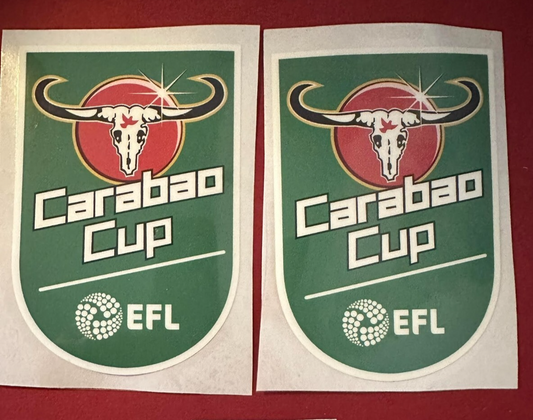 Carabao Plastic Cup patch player size  Iron On Heat Press PAIR UK STOCK badge