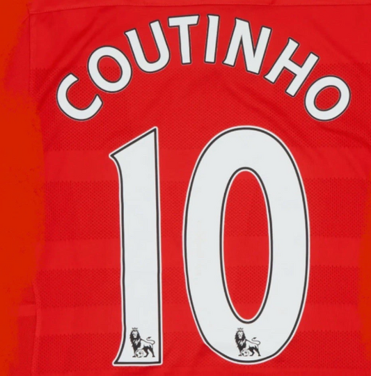 Coutinho 2007-2013 EPL Player Size Premier League White Nameset Felt Liverpool