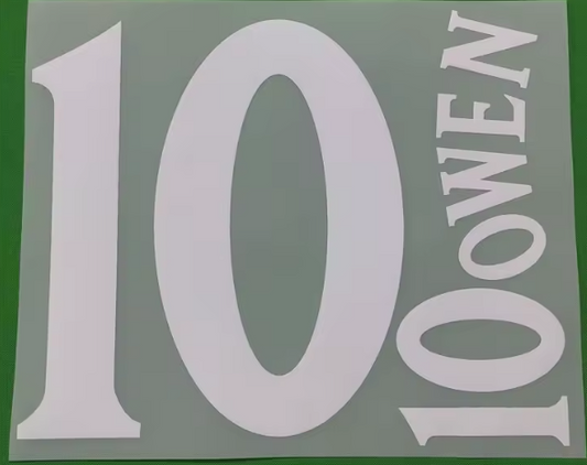 Owen 10 England World Cup 2002 Away Felt Player Size Nameset