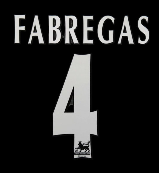 Fabregas 4 Arsenal 1997-2007 EPL NAME AND NUMBER SET, Home Away nameset