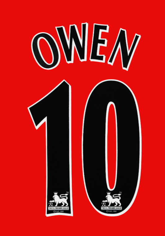Owen #10 1997-2006 EPL Player Size Premier League black Nameset  UK  Liverpool