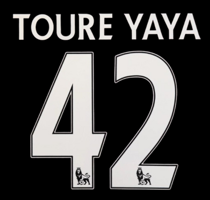 Toure Yaya #42 10-17 EPL Player Size Premier League White felt Nameset UK STOCK