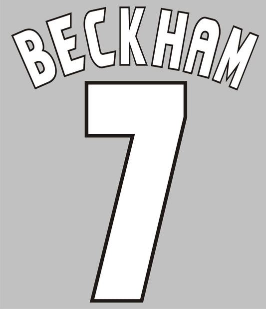 Beckham #7 1998-2000 Manchester United Felt Player Size Champions League Nameset