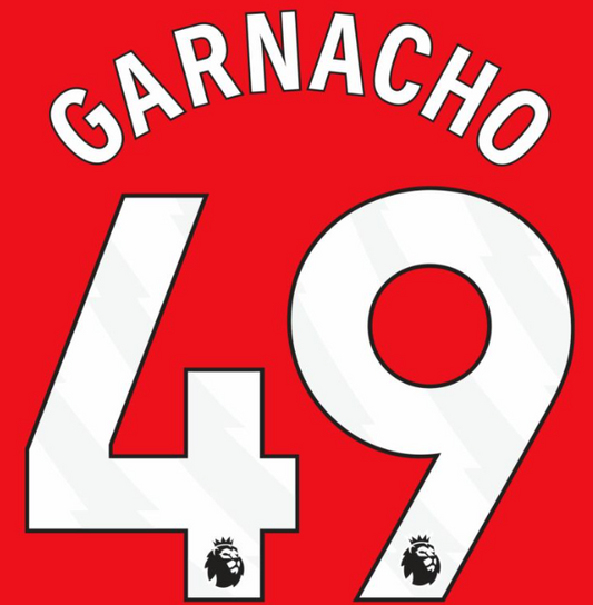 CHELSEA GARNACHO 49 WHITE 2025-2026 PLAYER SIZE NAMESET
