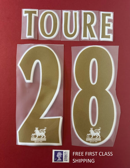 TOURE #28 2005-2007 Player Size Premier League GOLD Nameset Arsenal UK STOCK