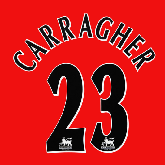 Carragher #23 1997-2006 EPL Player Size Premier League black Nameset  liverpool