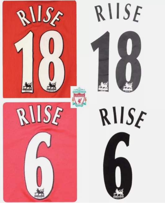 CHOOSE RIISE #6 #18 1997-2006 Player Size Premier League  FELT Nameset Liverpool