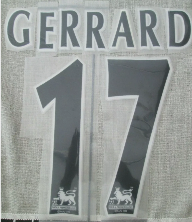GERRARD #17 1997-2004 Player Size Premier League Black Nameset UK Liverpool