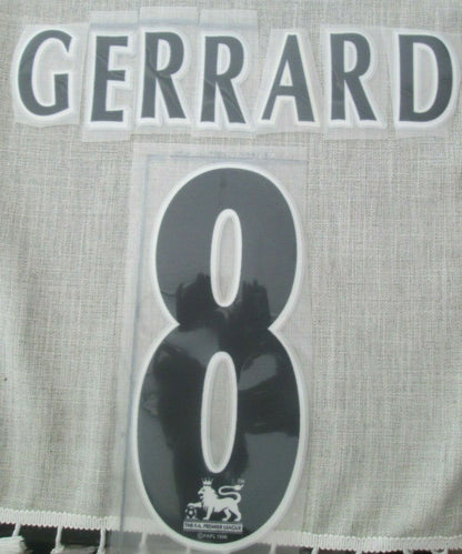 GERRARD #8 1997-2004 Player Size Premier League White Nameset UK STOCK Extra