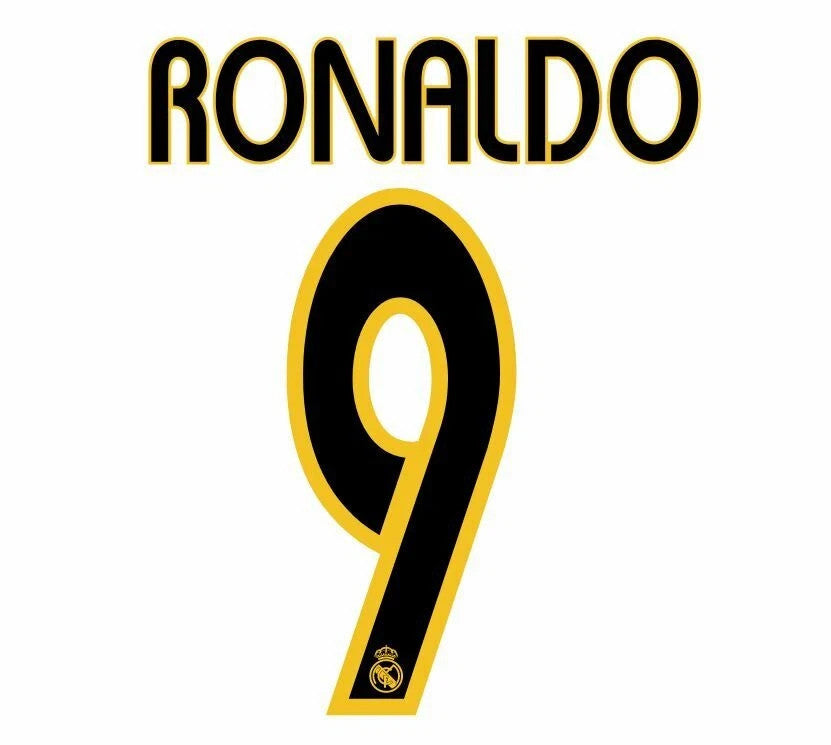 Ronaldo #9 Real Madrid 2003-2005 Away or Home Player Size  Nameset UK Football