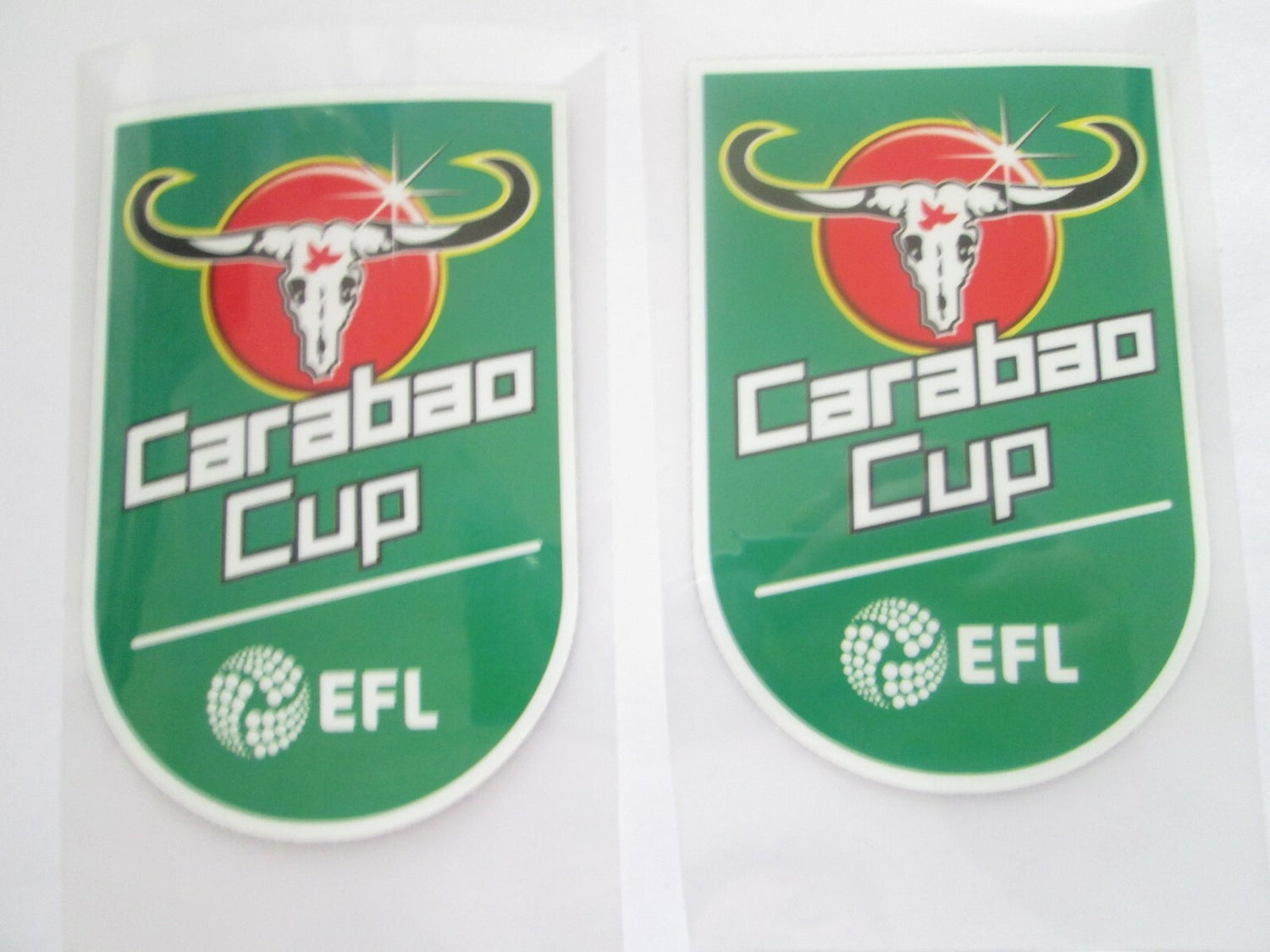 Carabao Plastic Cup patch player size  Iron On Heat Press PAIR UK STOCK badge