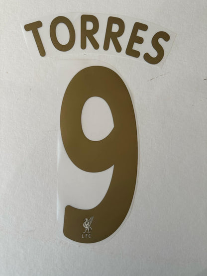 Torres #9 2006-2007 Champions league Player Size Gold Nameset Plastic Liverpool