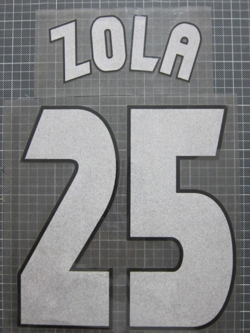 Zola #25 1997-1999 Chelsea Home Felt Player Size Champions League Nameset