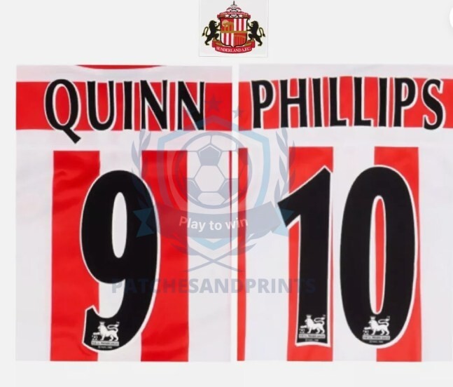 Phillips or Quinn 1998-2007 Sunderland Player Size Premier League Black Nameset