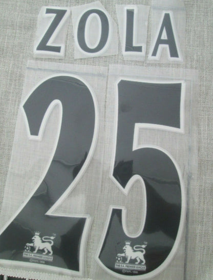 ZOLA #25 1997-2004 Player Size Premier League White Nameset Chelsea UK STOCK