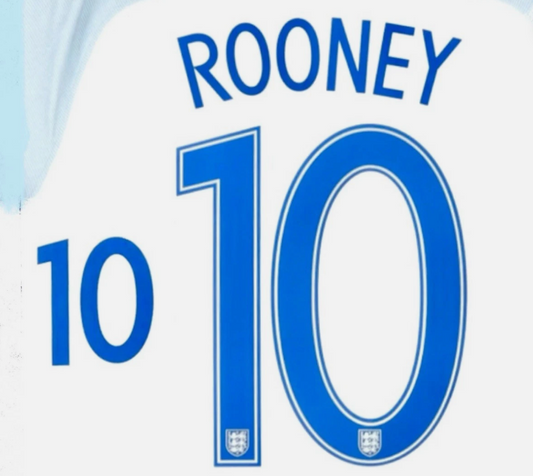 Rooney 10 England Euro 2016 Home Player Size Nameset