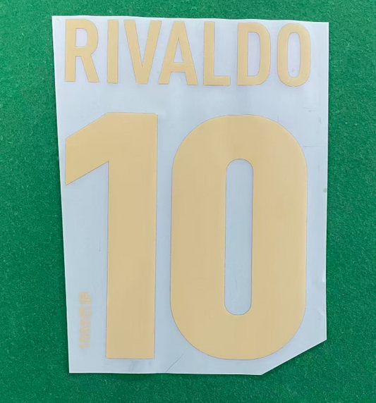 Rivaldo #10 2000-2001 Home Barcelona  Player Size Gold Nameset UK stock