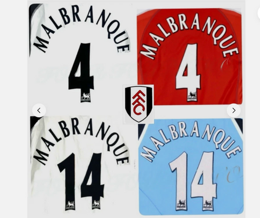 Malbranque Fulham 1997-2007 EPL NAME AND NUMBER SET, Home Away nameset CHOOSE