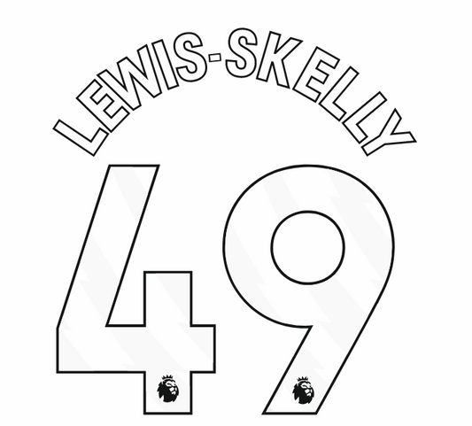 ARSENAL 2024/25 LEWIS - SKELLY 49  WHITE PLAYER SIZE NAMESET