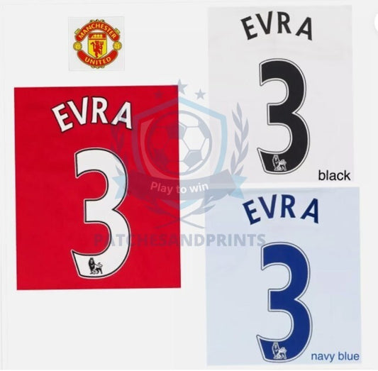 Evra #3 Manchester u 07-13 EPL Player Size Premier League felt Nameset UK STOCK
