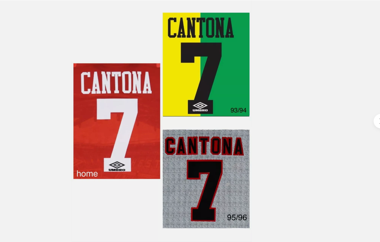 Cantona CHOOSE 1993-1996 EPL NAME AND NUMBER SET, Home Away Manchester united UK