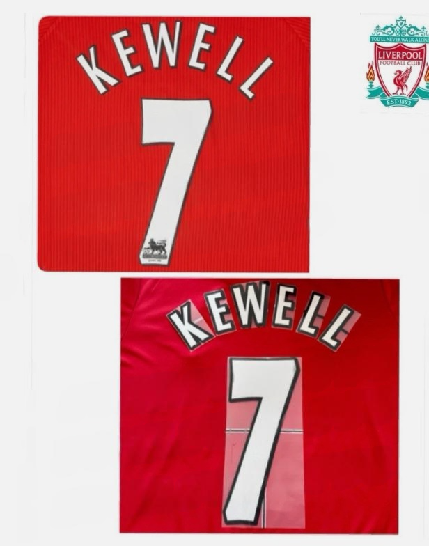 Kewell #7 Liverpool 02-07 EPL or CL Player Size Premier League felt Nameset