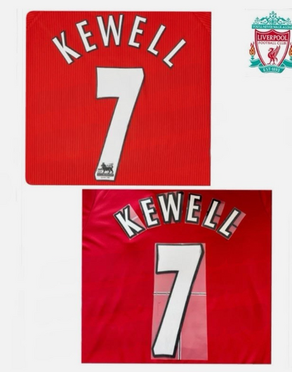 Kewell #7 Liverpool 02-07 EPL or CL Player Size Premier League felt Nameset