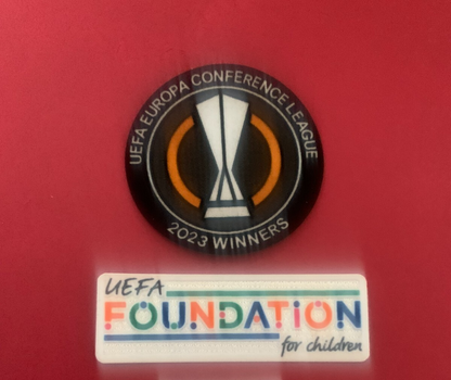 West Ham UEFA Conference Winners Europa League 2023 & UEFA Patch Badge UK stock