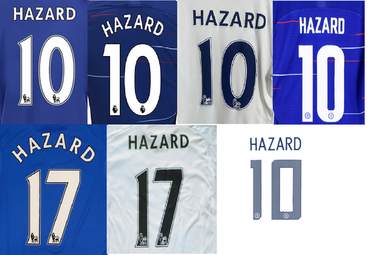 Hazard Chelsea 2007-2019  EPL NAME AND NUMBER SET, Home Away  CHOOSE one