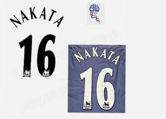 1997-2007 Black White Nakata 16 Bolton EPL Player Size Premier League Nameset