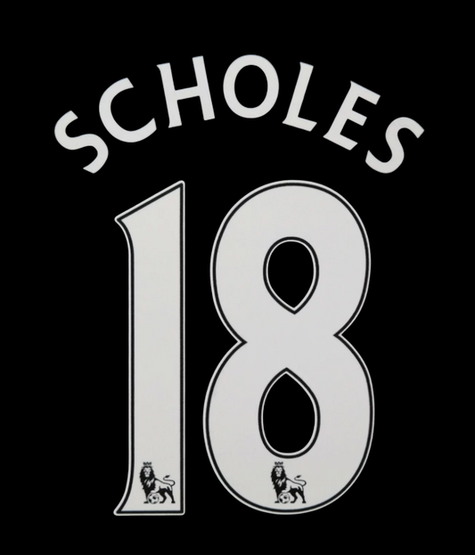 Scholes 18 Manchester united 2007-2013  EPL NAME AND NUMBER SET, Home Away UK