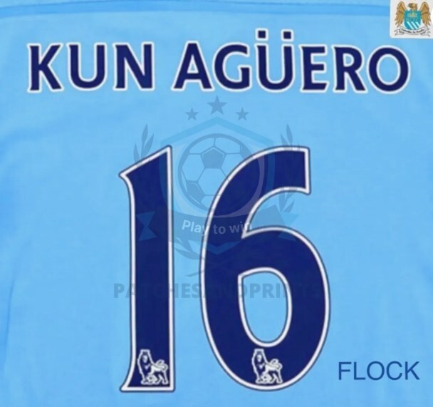 Kun Aguero #16 07-13 EPL Player Size Premier League navy felt Nameset UK STOCK