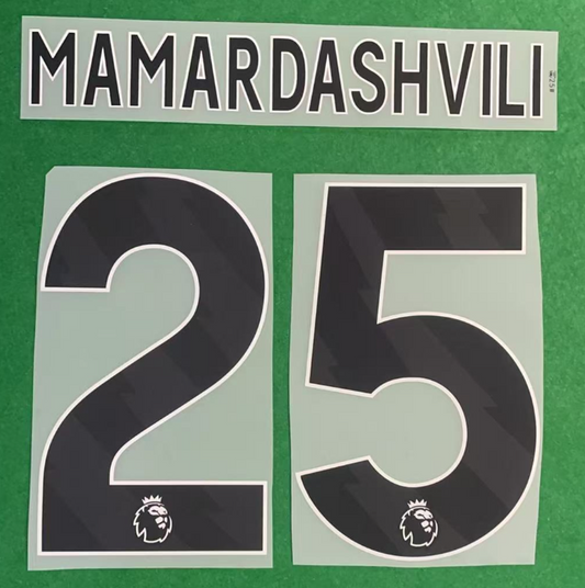 MAMARDASHVILI 25 2017/2023 MANCHESTER CITY PLAYER SIZE Nameset