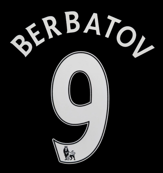 Berbatov 9 2008-2017 EPL NAME AND NUMBER SET, Home Away Manchester united UK
