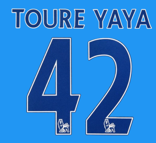 Toure Yaya #42 10-17 EPL Player Size Premier League Navy felt Nameset UK STOCK