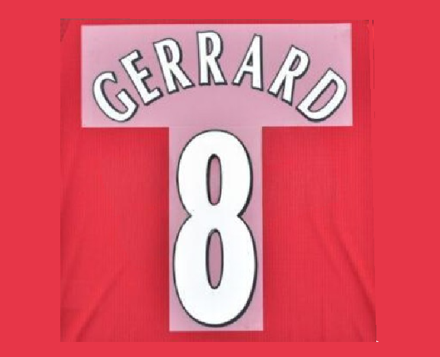 Gerrard #8 Liverpool 00-07 EPL or CL Player Size Premier League felt Nameset