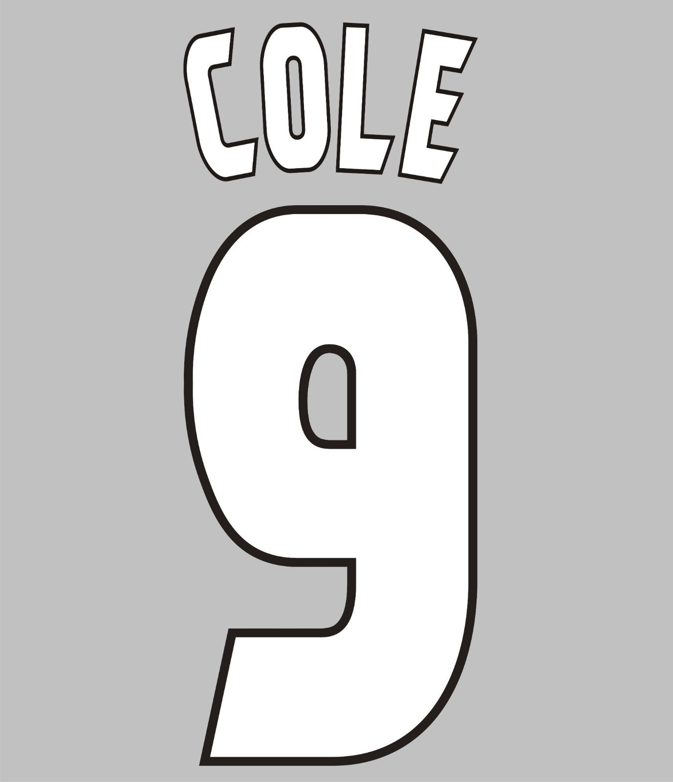 Cole #9  1998-2000 Manchester United Felt Player Size Champions League Nameset