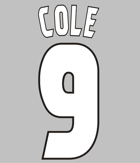 Cole #9  1998-2000 Manchester United Felt Player Size Champions League Nameset