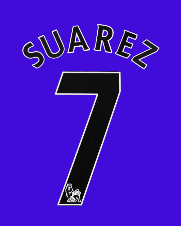 Suarez 7 2007-2013 Player Size Premier League Black Nameset  UK STOCK Liverpool