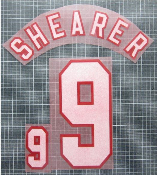 Shearer 9 England Euro 1996 Away Felt Player Size Nameset